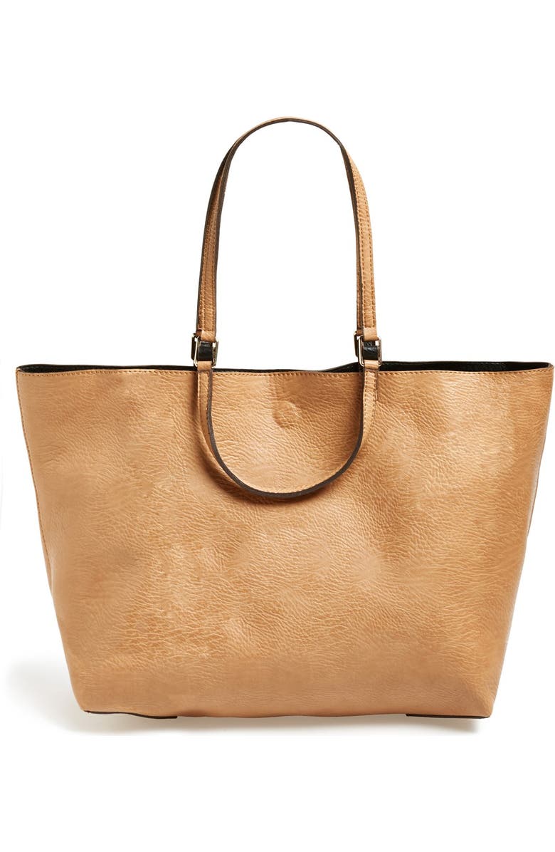 Street Level Reversible Faux Leather Tote, Alternate, color,