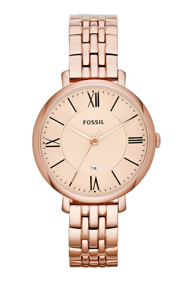 'Jacqueline' Round Bracelet Watch, 36mm, Main, color, ROSE GOLD