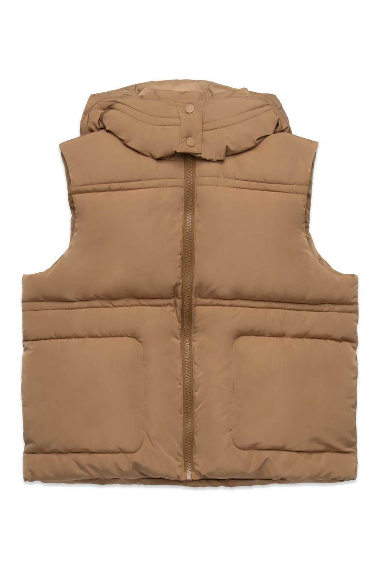 Travis Quilted Hooded Puffer Vest, Alternate, color, CARAMEL