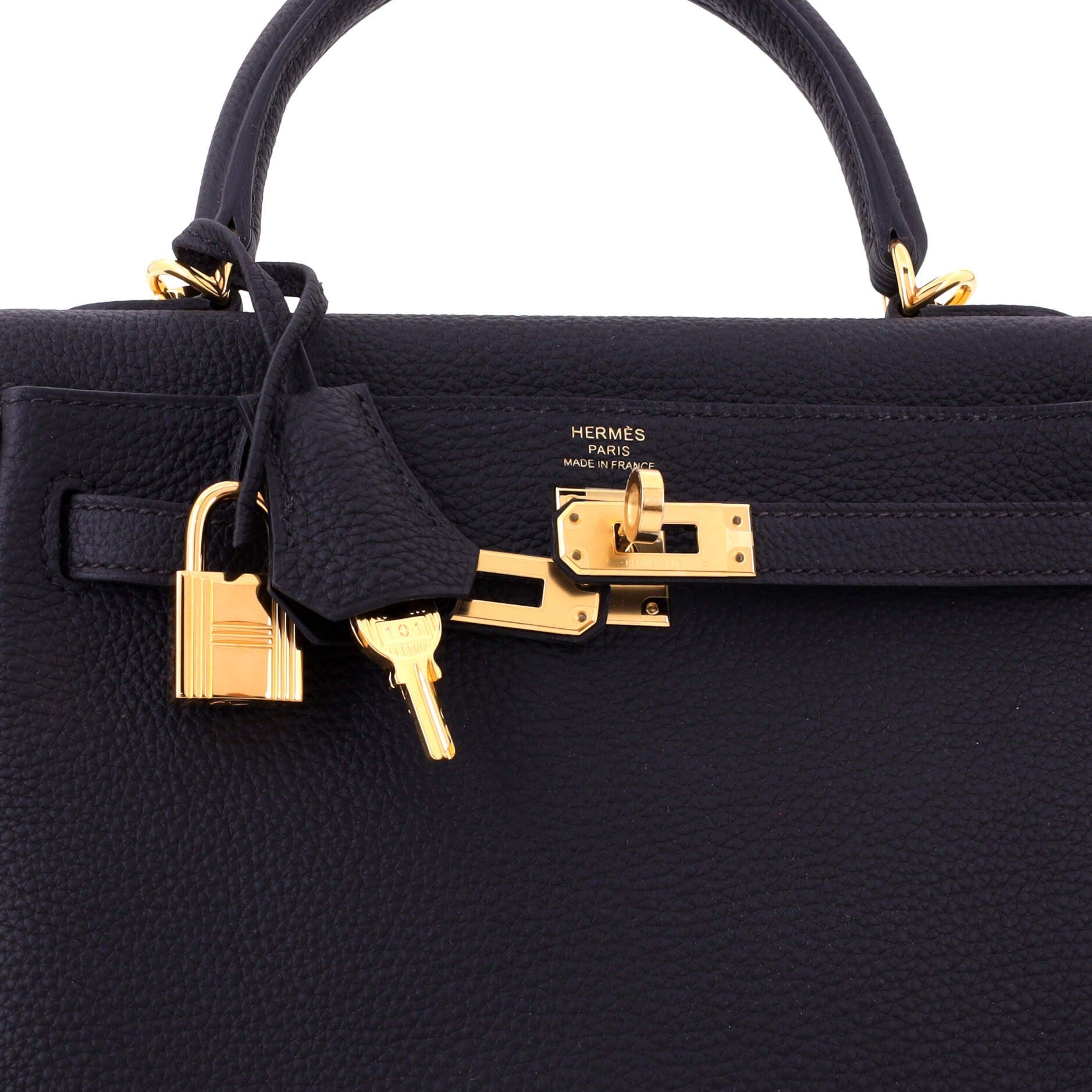 Pre-Owned Hermes Kelly Handbag Black Togo with Gold Hardware 25, Alternate, color, Noir