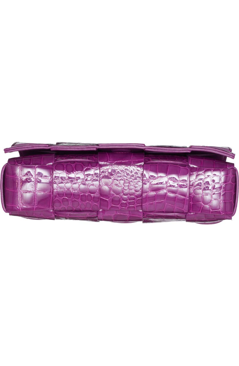 Bottega Veneta Cassette Intrecciato Croc Embossed Patent Leather Crossbody Bag, Alternate, color, Venom-M Brass