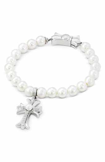 Imitation Pearl Cross Stretch Bracelet