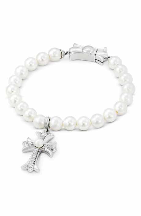 Imitation Pearl Cross Stretch Bracelet