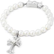 SAVVY CIE JEWELS Imitation Pearl Cross Stretch Bracelet
