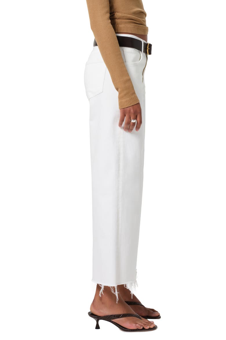 Lyra Raw Hem High Waist Crop Wide Leg Jeans, Alternate, color, SOFT WHITE
