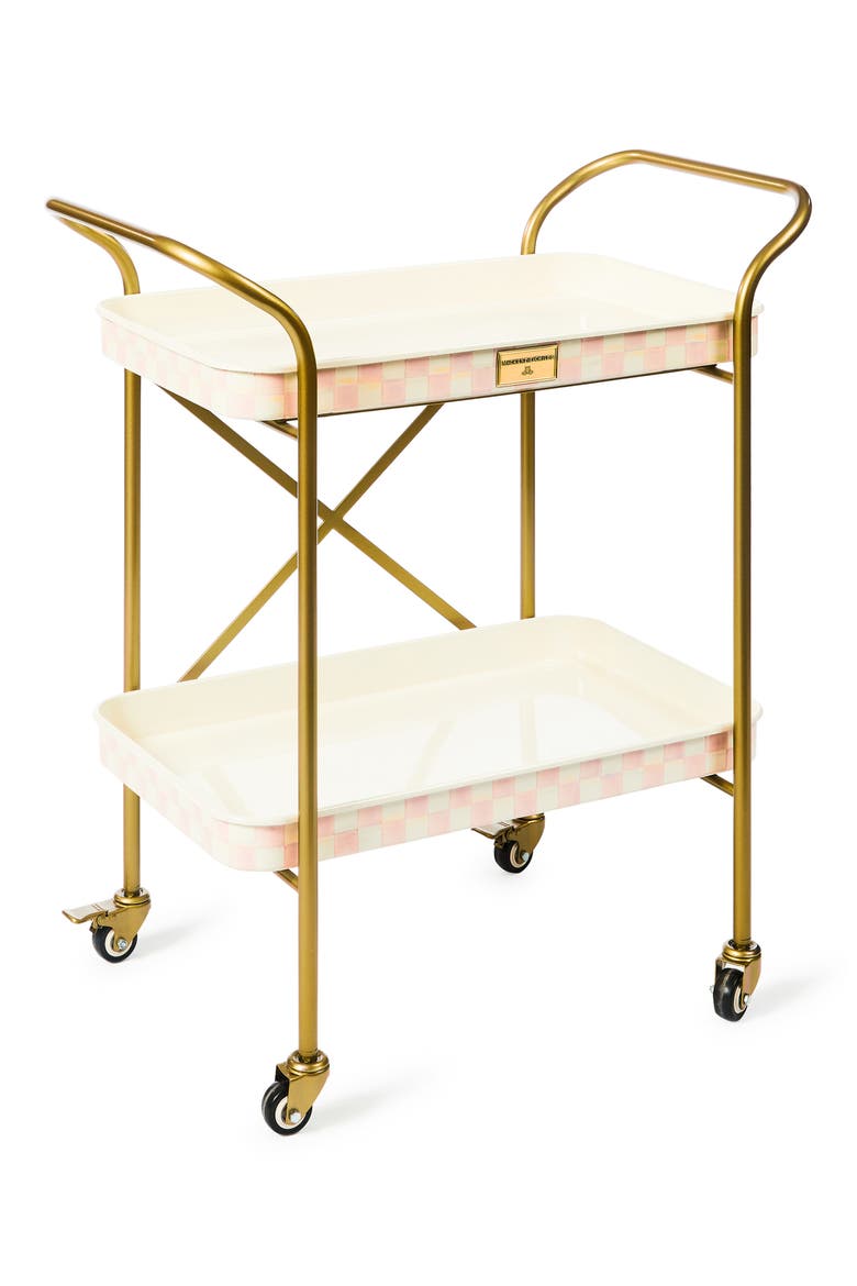 Rosy Check 2-Tier Kitchen Cart, Alternate, color, ROSY