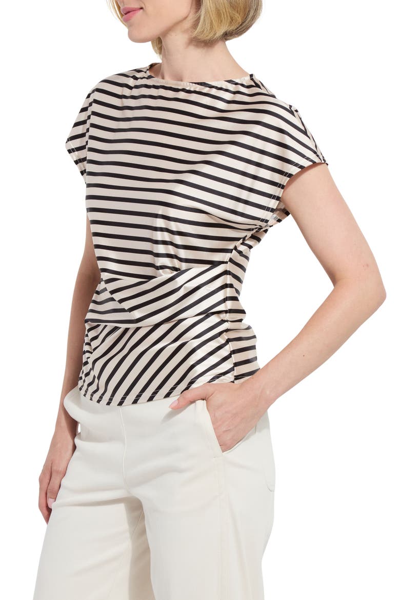 Bruna Stripe Satin Top, Alternate, color, COASTAL STRIPE