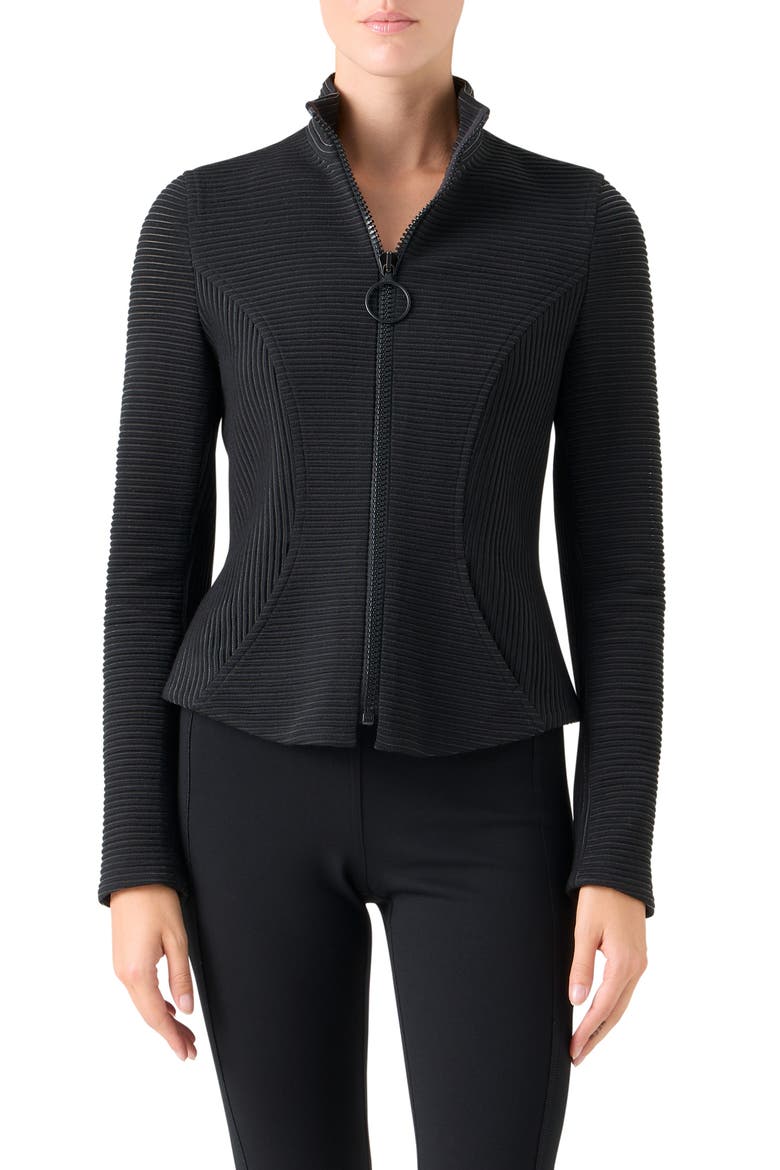 Ottoman Knit Jacket, Main, color, BLACK
