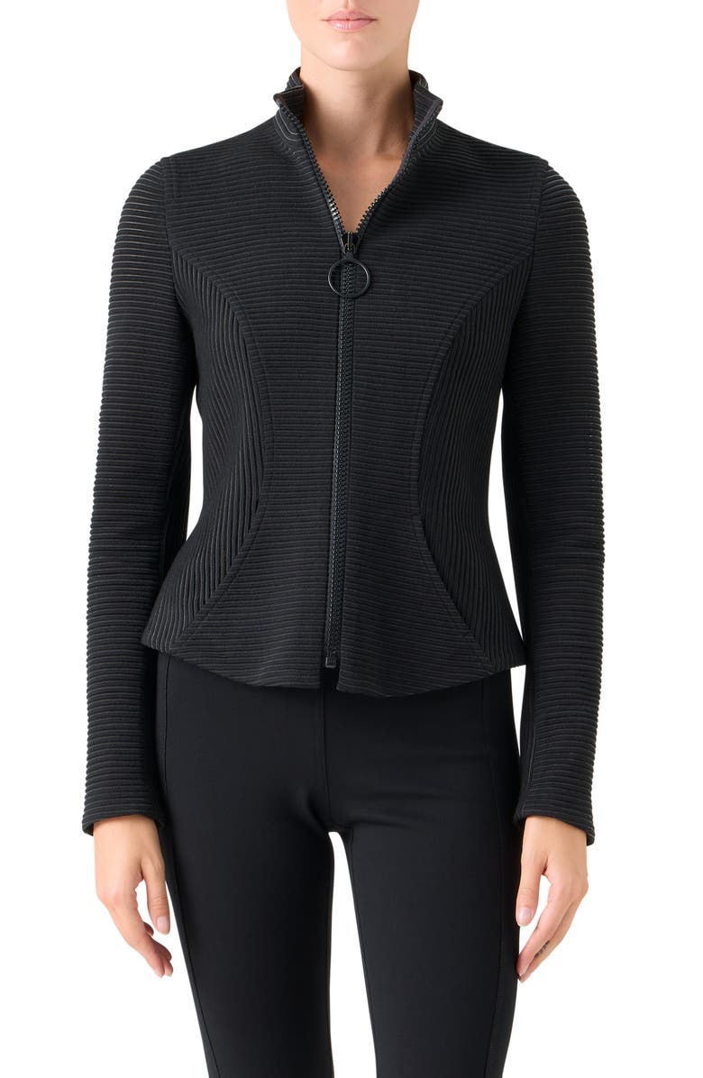 Akris punto Ottoman Knit Jacket, Main, color, Black