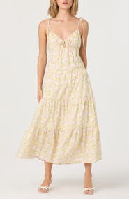 ASTR the Label Tie Strap Tiered Maxi Dress