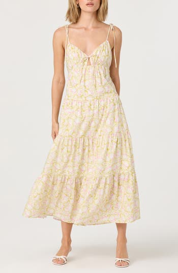 Astr The Label Tie Strap Tiered Maxi Dress