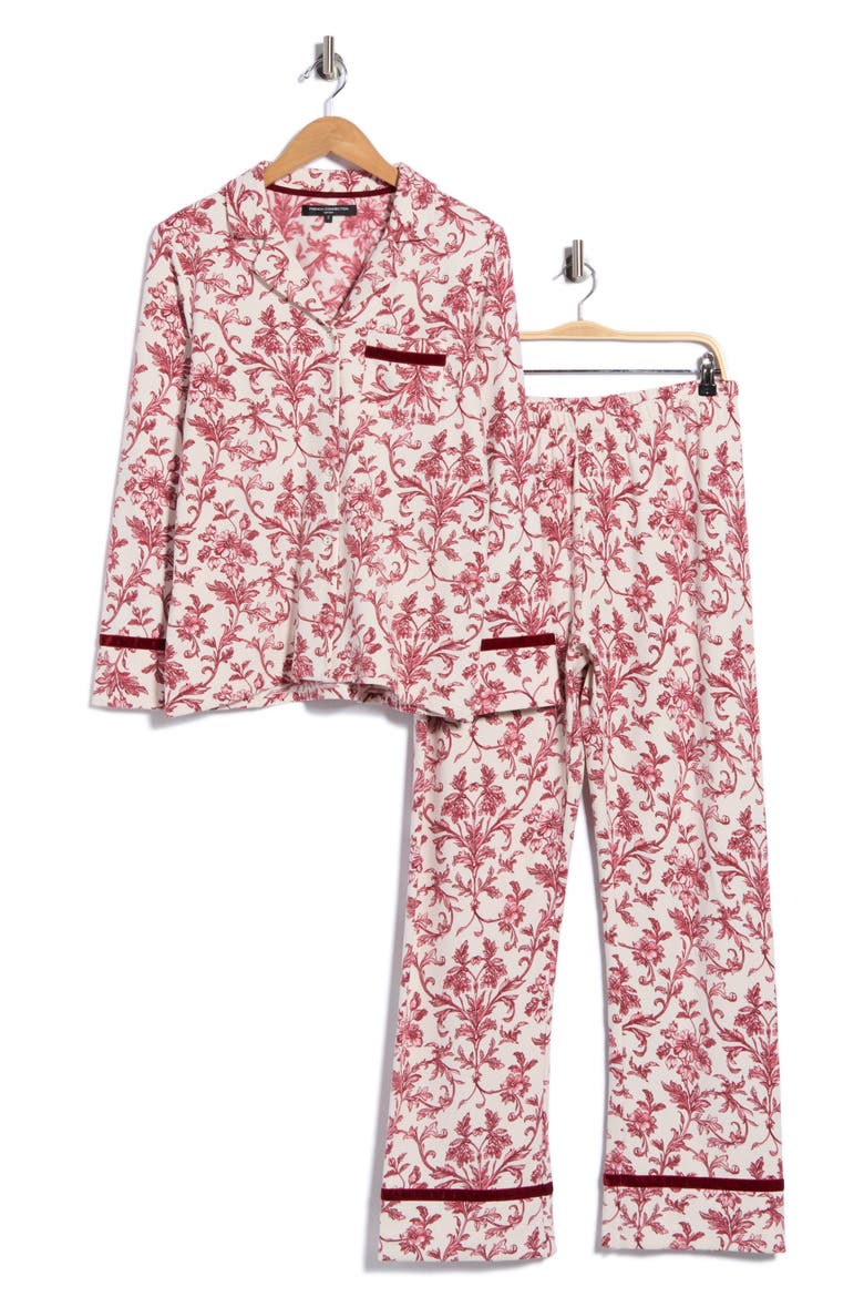 Velvet Trim Pajamas, Main, color, HOLIDAY TOILE