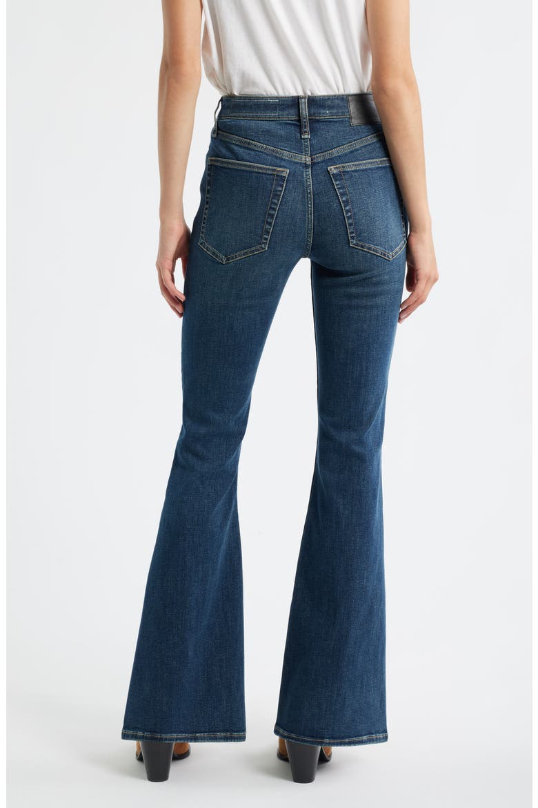 Flexi Dahlia Mid Rise Flare Jeans, Alternate, color, DARK BLUE