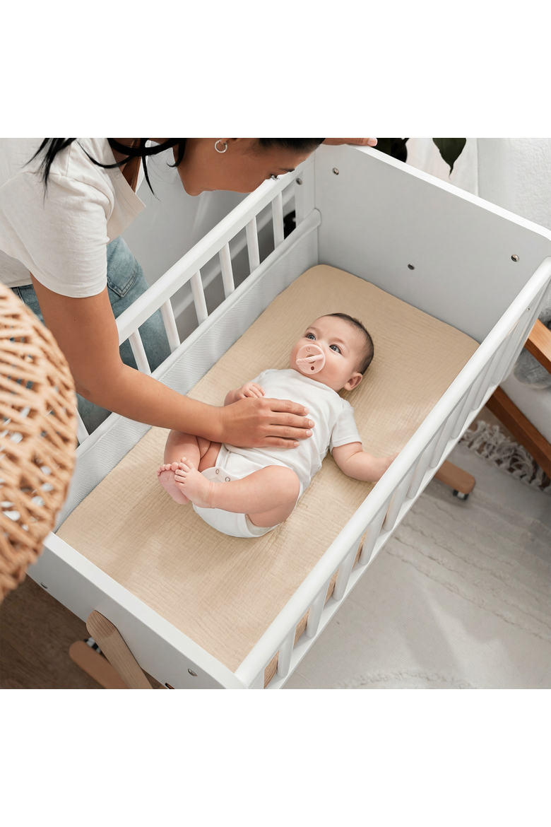 Muslin Cotton Bassinet Sheets, 2 Pack, Alternate, color, Fern and Cream