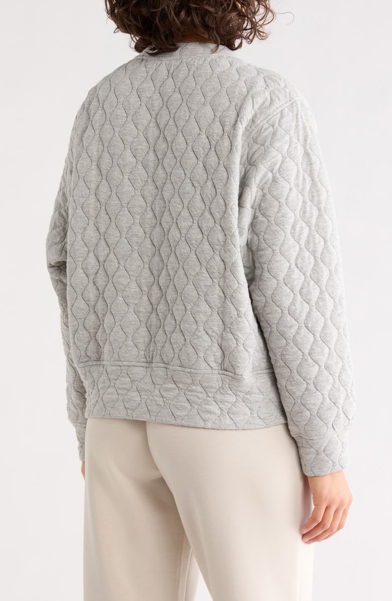 Z by Zella Retreat Quilted Crewneck Sweatshirt, Alternate, color, Grey Mirage Heather