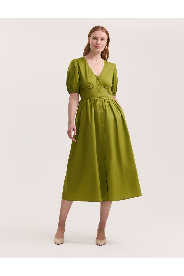 Addison Cotton Midi Tea Dress, Main, color, Light Green
