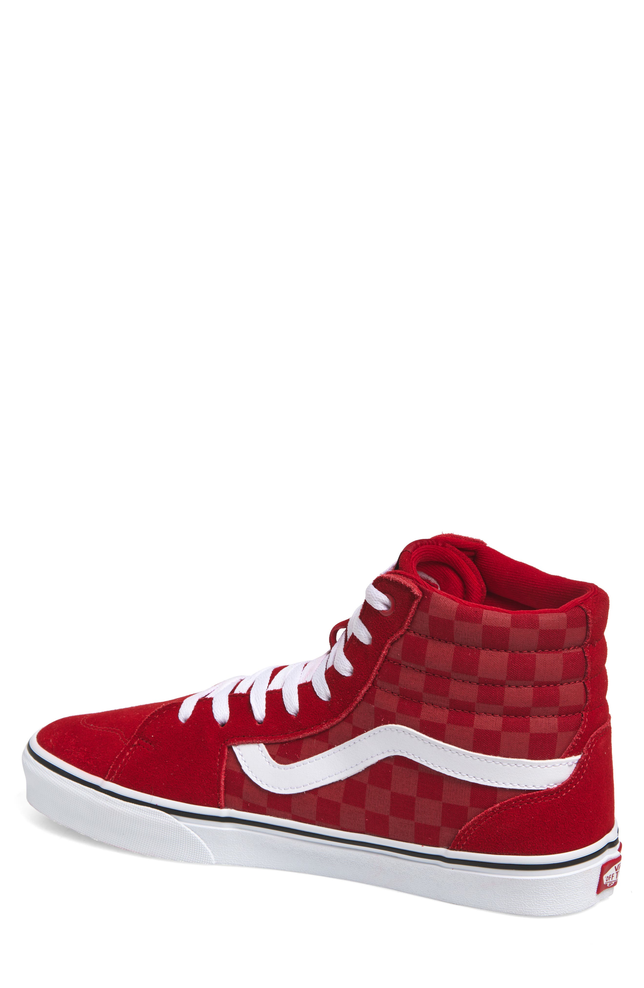 Vans Filmore High Top Check Sneaker, Alternate, color, Red/White