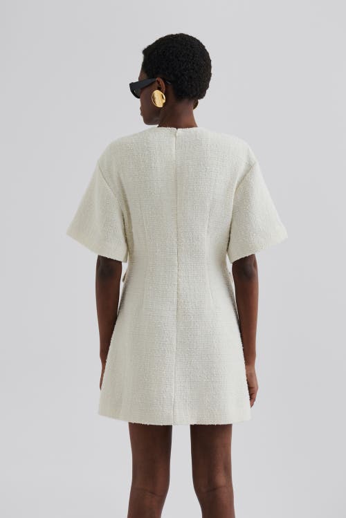 Malina Rayna Boucle Short Sleeve Mini Dress In White
