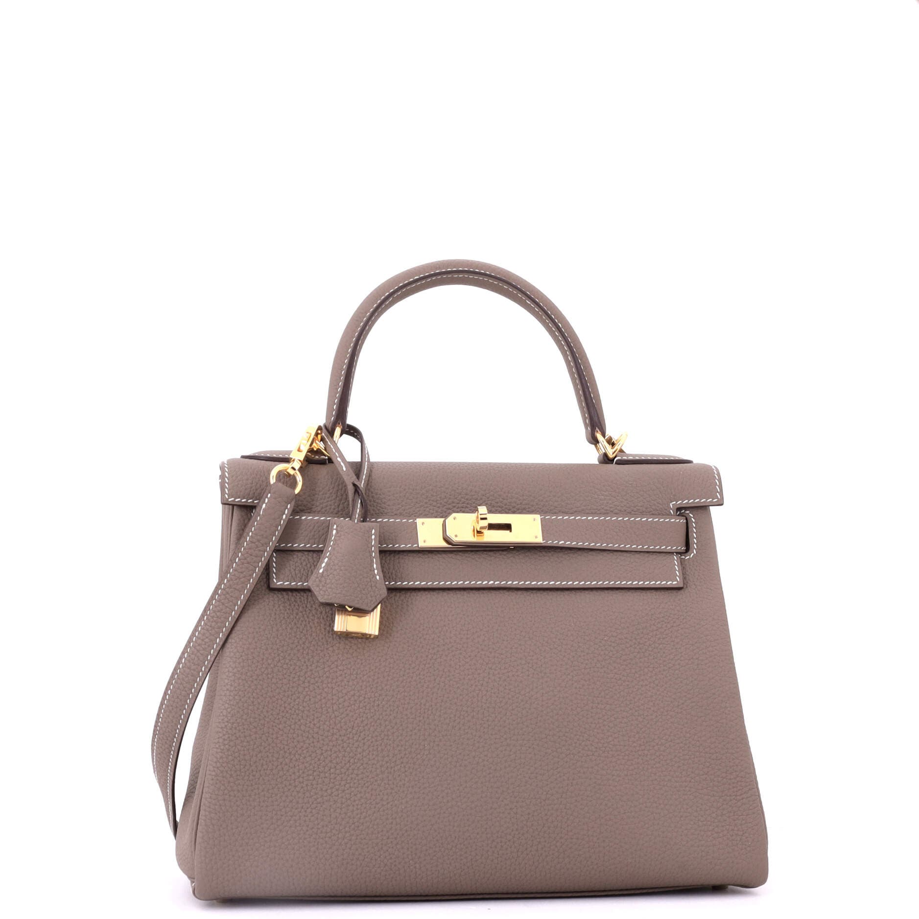 Pre-Owned Hermes Kelly Handbag Grey Togo with Gold Hardware 28, Alternate, color, Etoupe