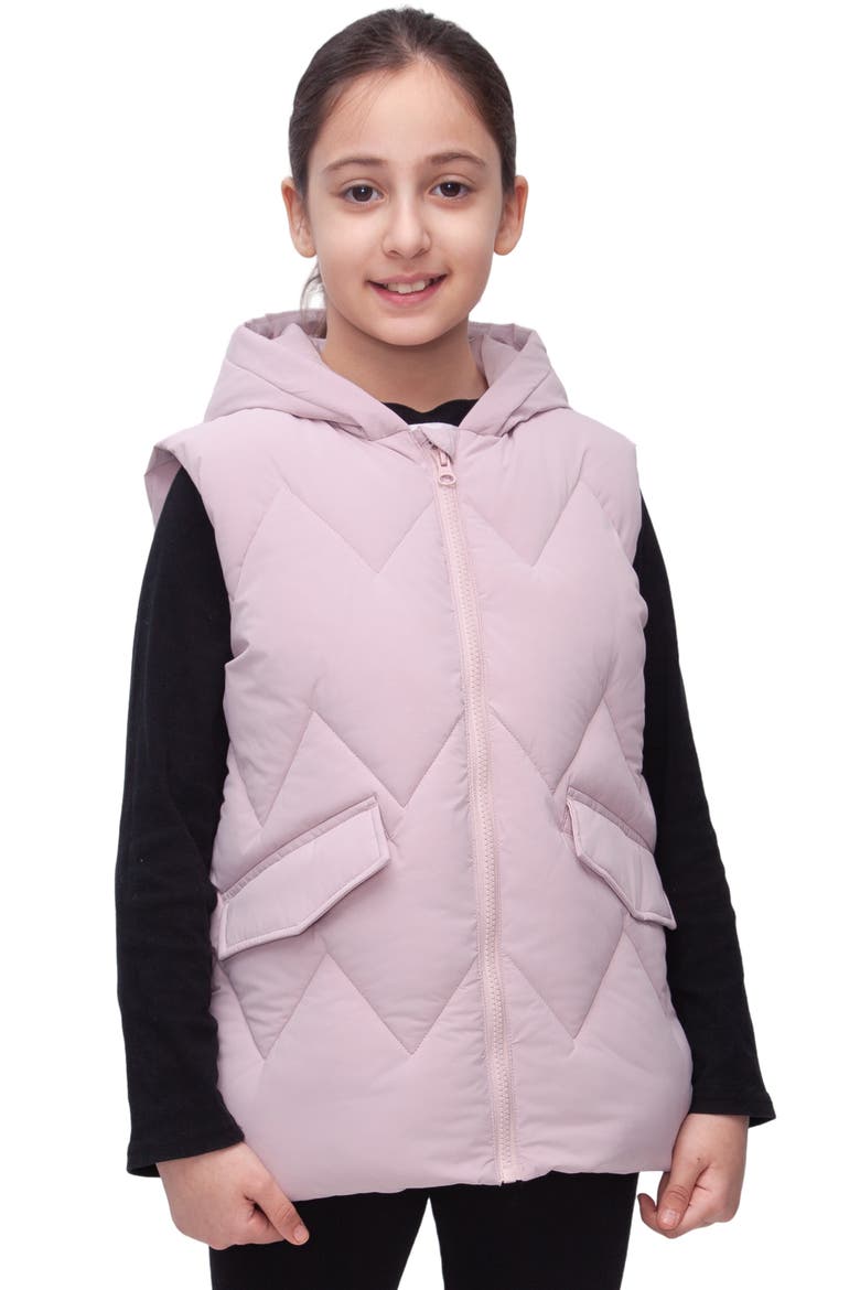 Kids' Hooded Puffer Vest, Main, color, Pink