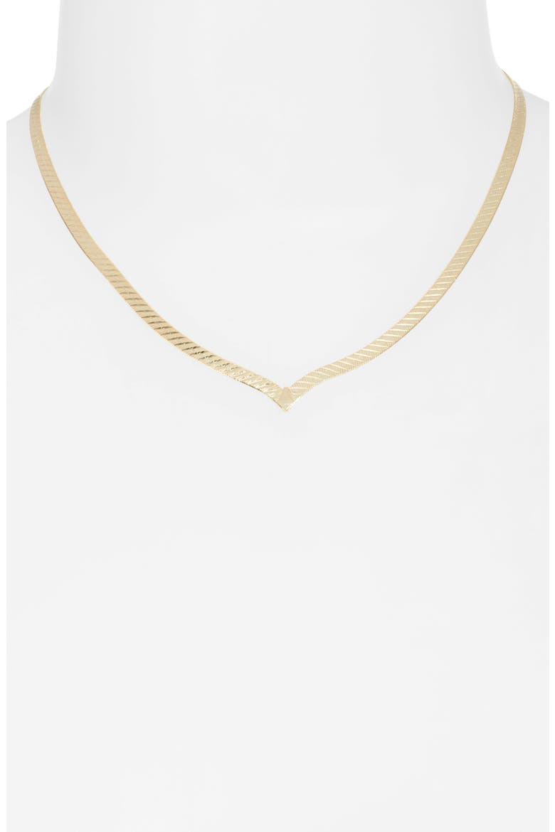 Herringbone Chain V-Necklace, Alternate, color, GOLD