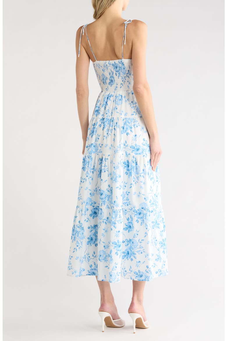 Tiered Tie Strap Dress, Alternate, color, BLUE TOILE ROSES