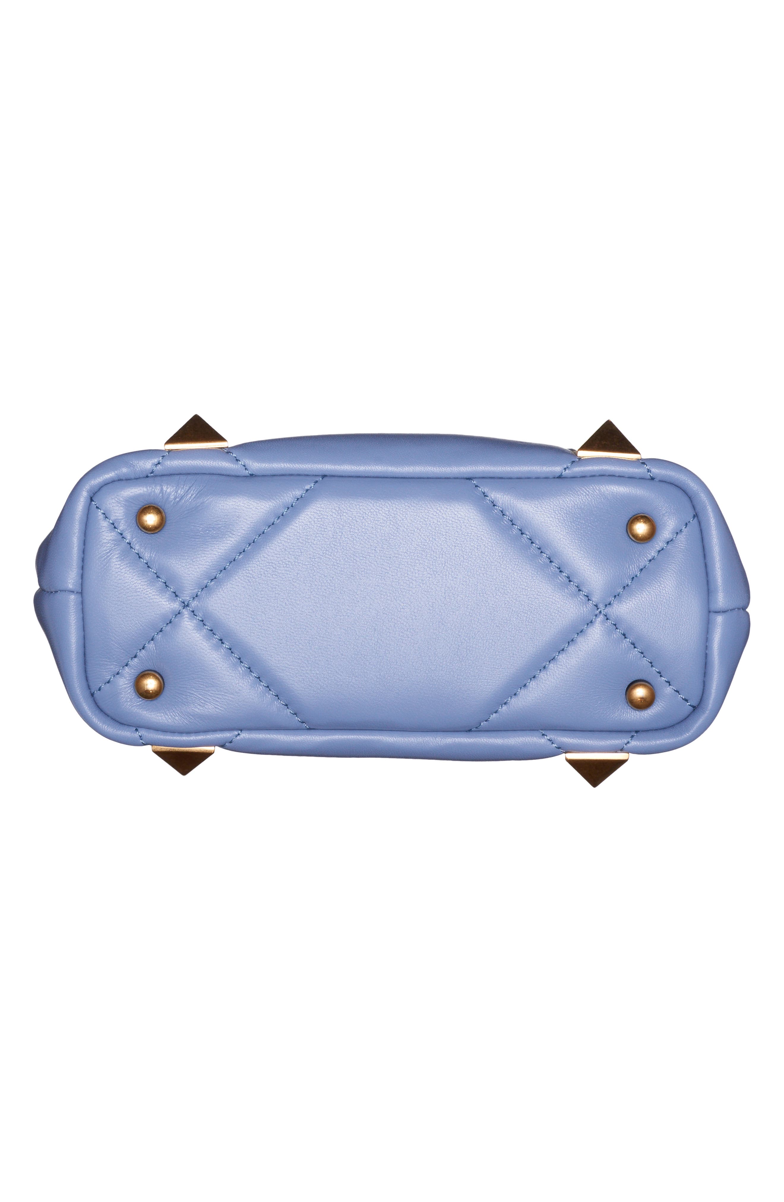 Valentino Garavani Mini Roman Stud Matelassé Leather Top Handle Bag, Alternate, color, 