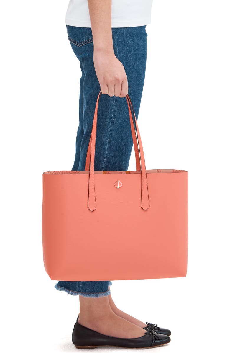 Kate Spade New York large molly falling flower leather tote, Alternate, color,