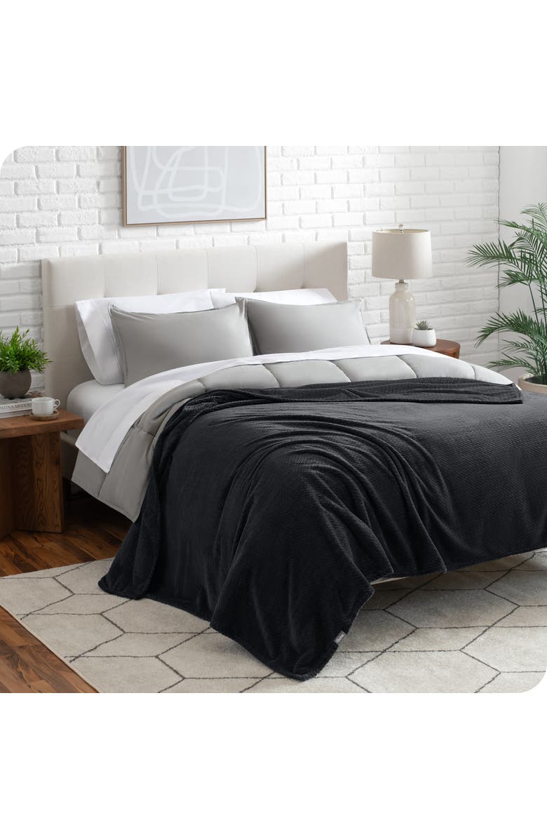 Bare Home Chevron Microplush Fleece Blanket, Alternate, color, Black