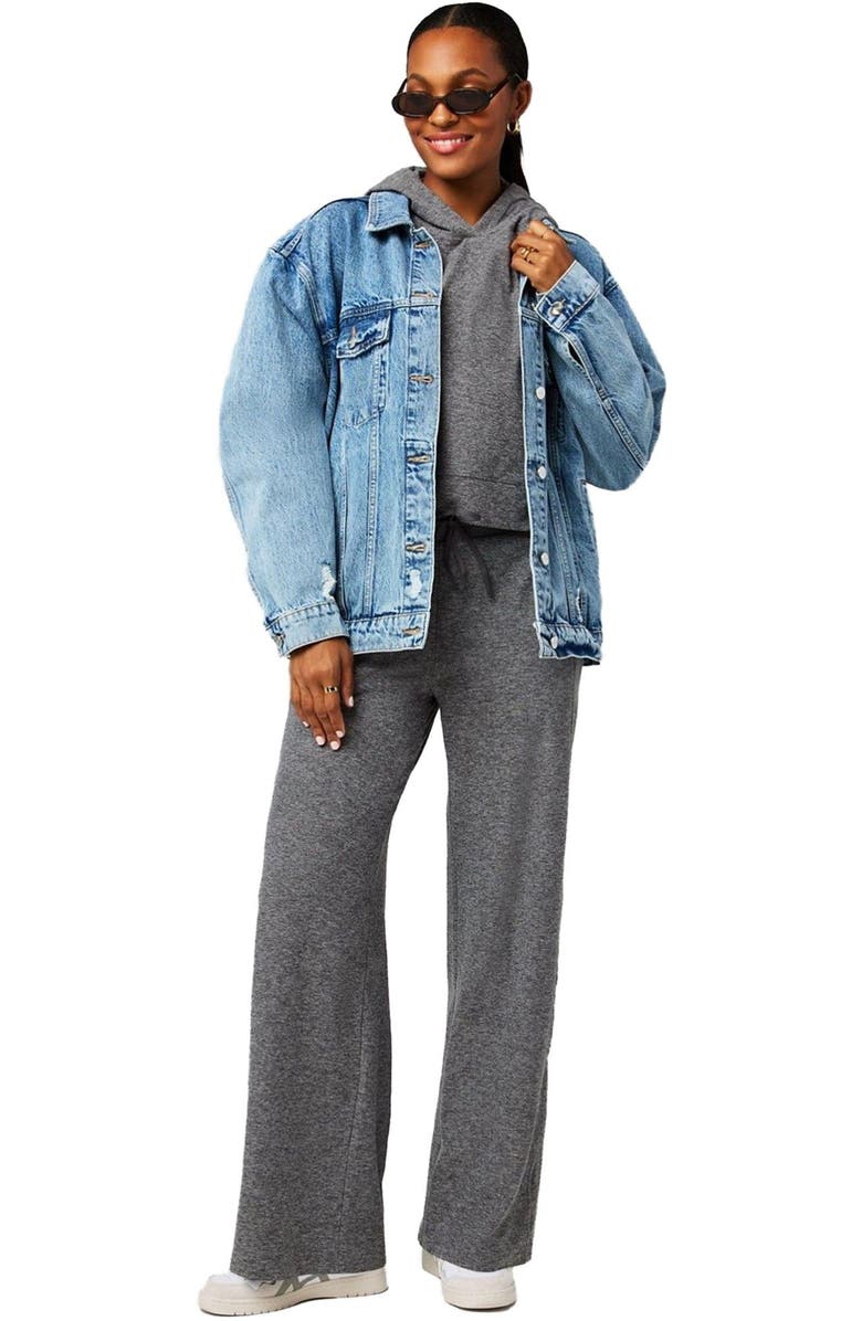 Fabletics Women's Cloud Jersey Wide Leg Pant, Alternate, color, Charcoal Grey Heather