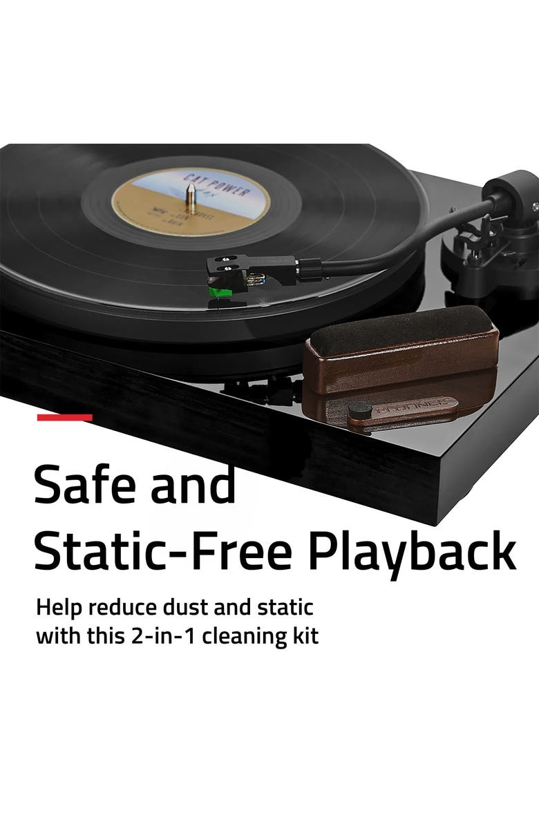 Fluance Vinyl Record Cleaning Kit with Velvet Record Brush and Stylus Brush, Alternate, color, Natural Walnut