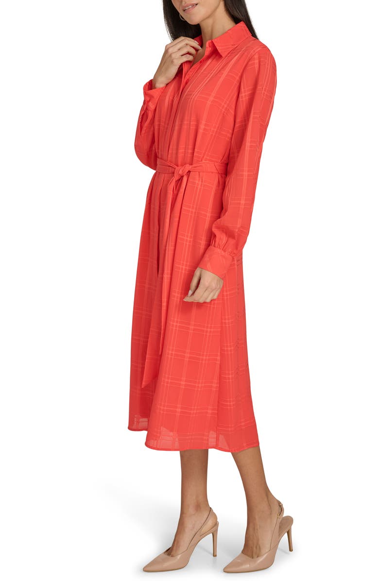 Calvin Klein Plaid Long Sleeve Chiffon Shirtdress, Alternate, color,