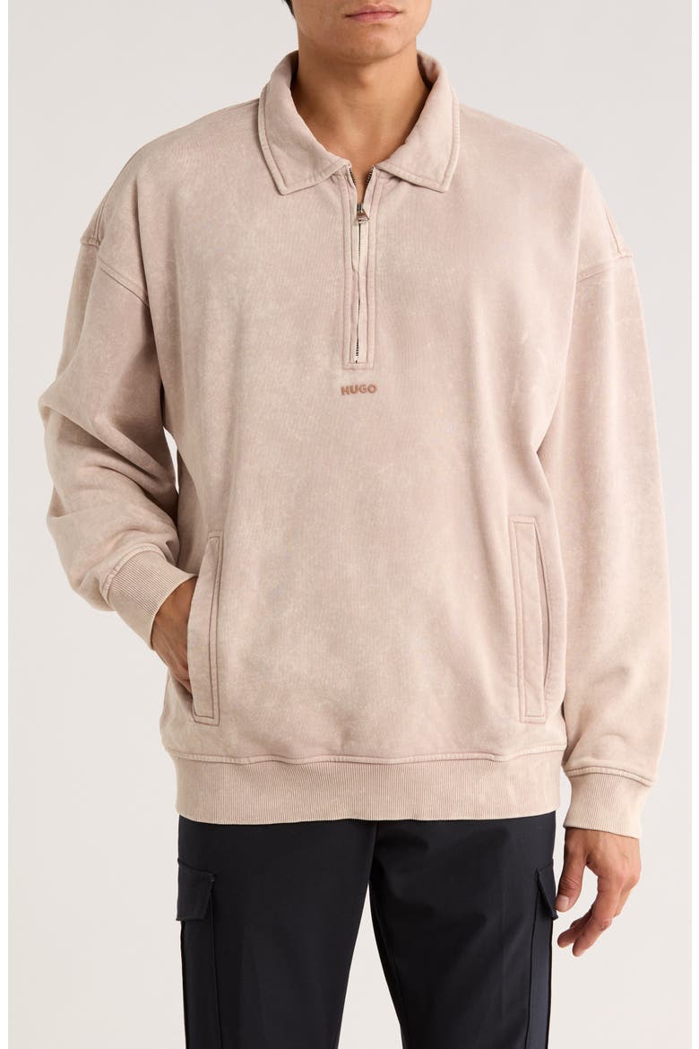 Dunoche Half Zip Sweatshirt, Main, color, LIGHT TAUPE