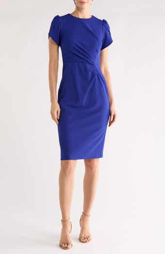 Vince Camuto Short Sleeve Pleated Waist Sheath Dress