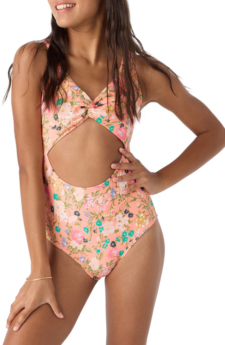 O'Neill Kids' Kelly Twisted Cutout One-Piece Swimsuit, Alternate, color, 
