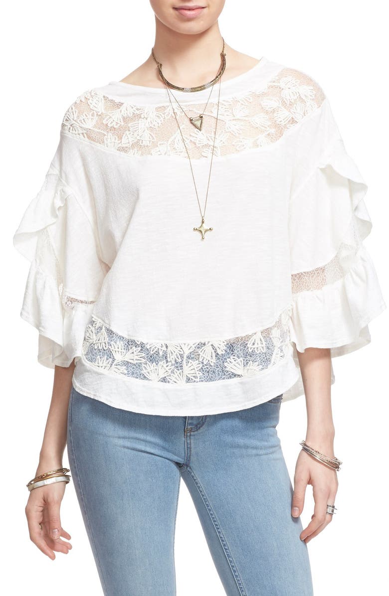 Free People 'Love Affair' Lace Inset Knit Top, Main, color,
