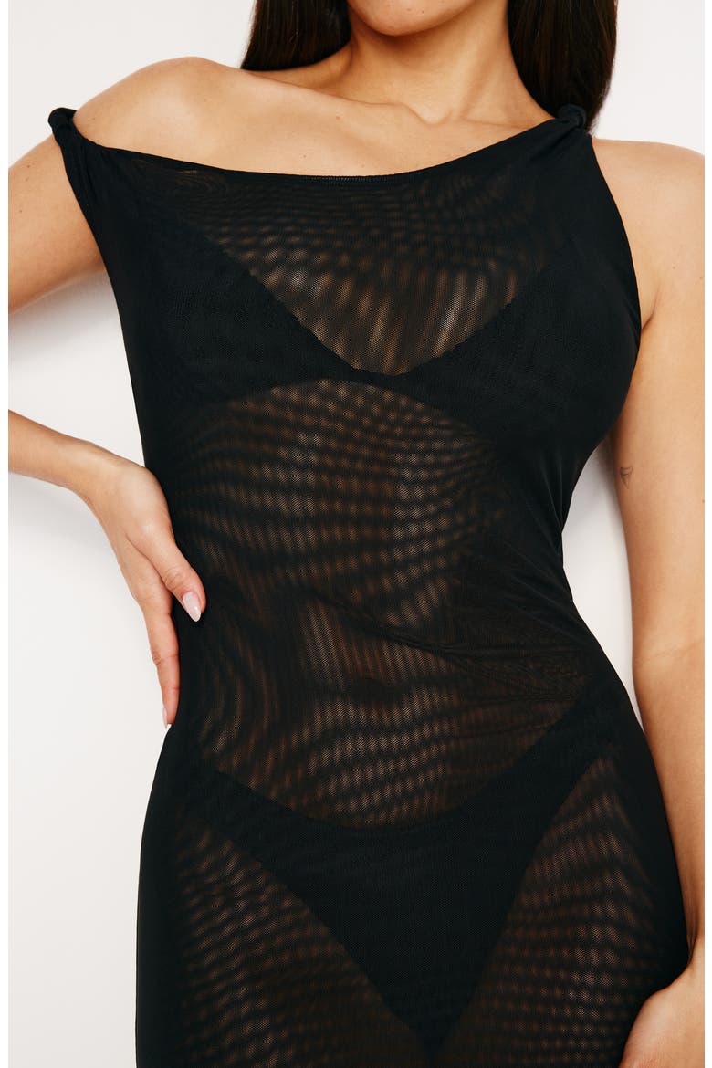 Mesh Twist Cover-Up Maxi Dress, Alternate, color, BLACK001