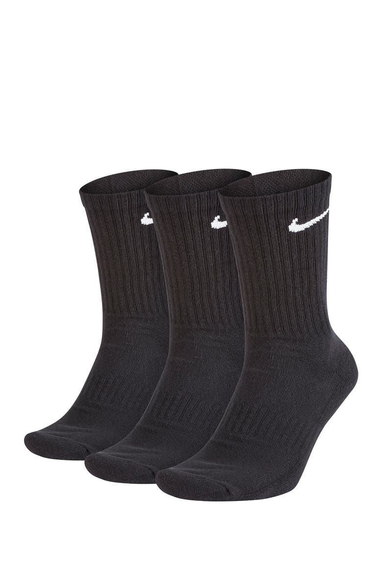 Everyday Cushioned Training Crew Socks - Pack of 3, Main, color, 010 BLACK/WHITE