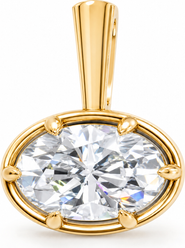 BY ADINA EDEN Lab Grown Diamond Oval Bezel Necklace Charm 14K