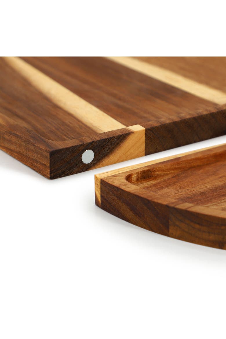3 Piece Acacia Wood Cutting Board with Maganitized Serving Board Platter, Alternate, color, Acacia