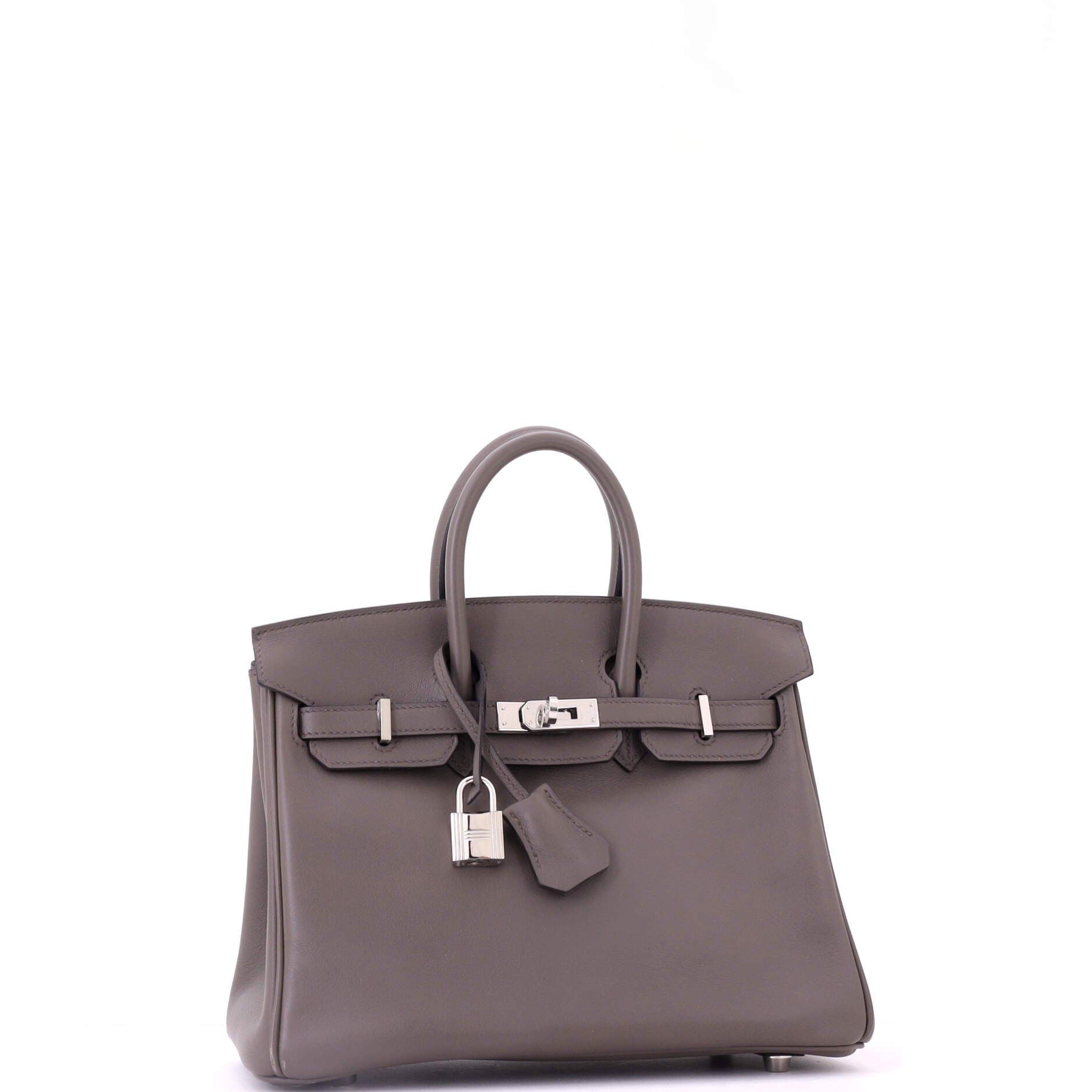 Pre-Owned Hermes Birkin Handbag Grey Swift with Palladium Hardware 25, Alternate, color, Etain