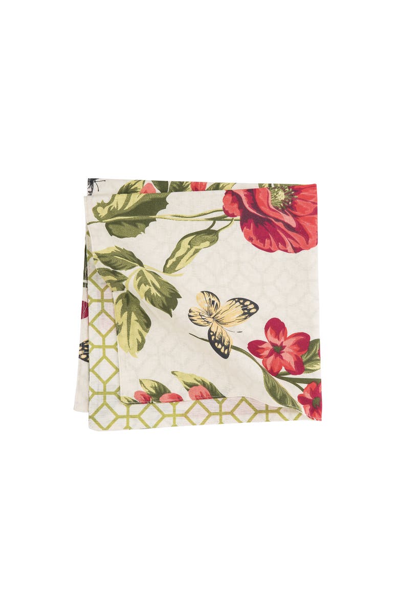 Nina Cotton Reversible Cloth Napkin Set of 6, Alternate, color, Pink