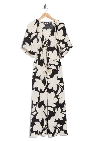 ELLEN TRACY ELLEN TRACY FLORAL PUFF SLEEVE MAXI DRESS