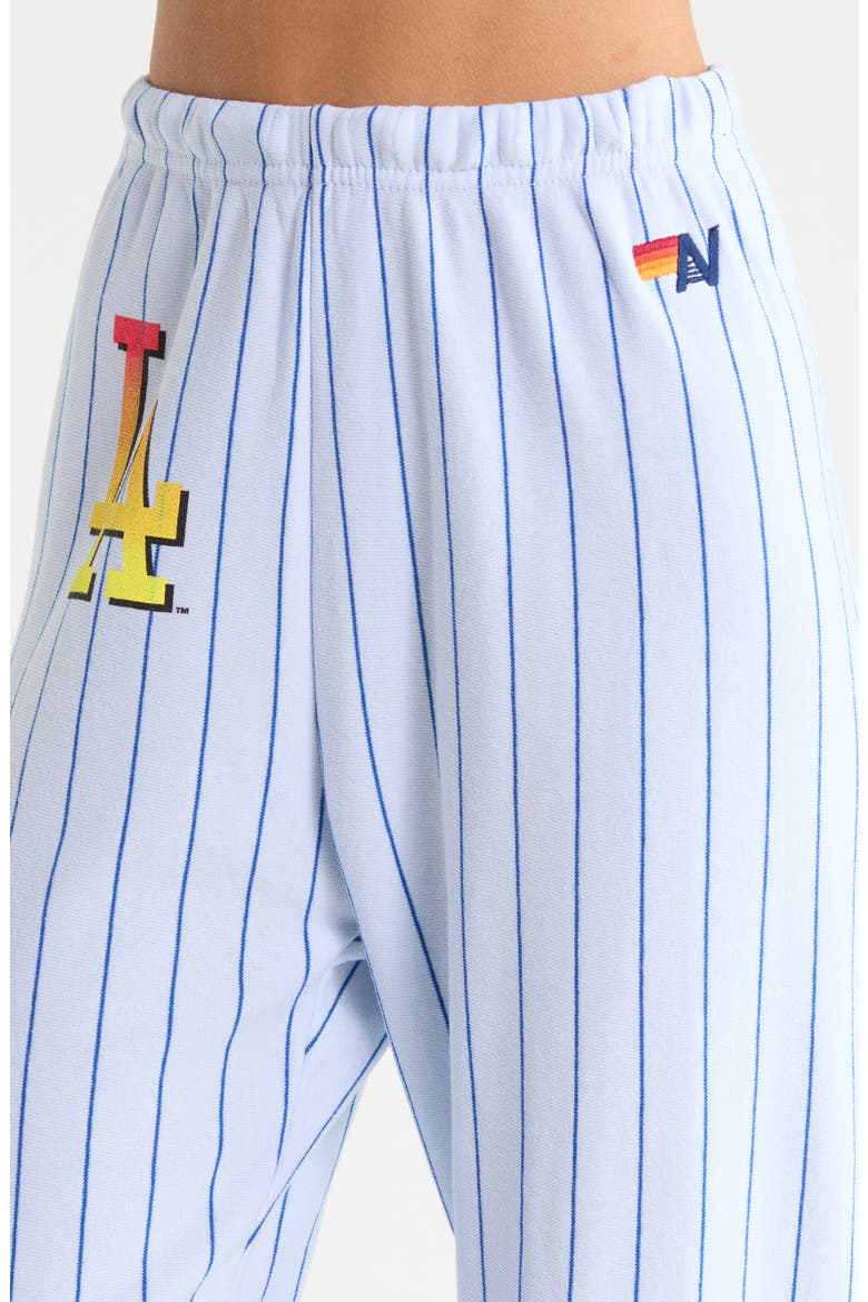 Los Angeles Dodgers Pinstriped Sweatpants, Alternate, color, WHITE/ BLUE