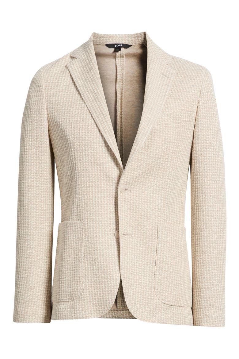 Hanry Slim Fit Houndstooth Check Knit Cotton Blend Sport Coat, Main, color, OPEN WHITE