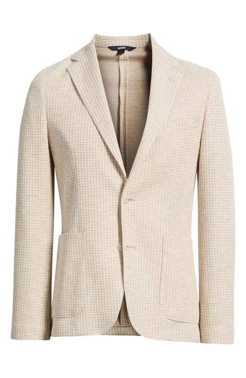 Hanry Slim Fit Houndstooth Check Knit Cotton Blend Sport Coat