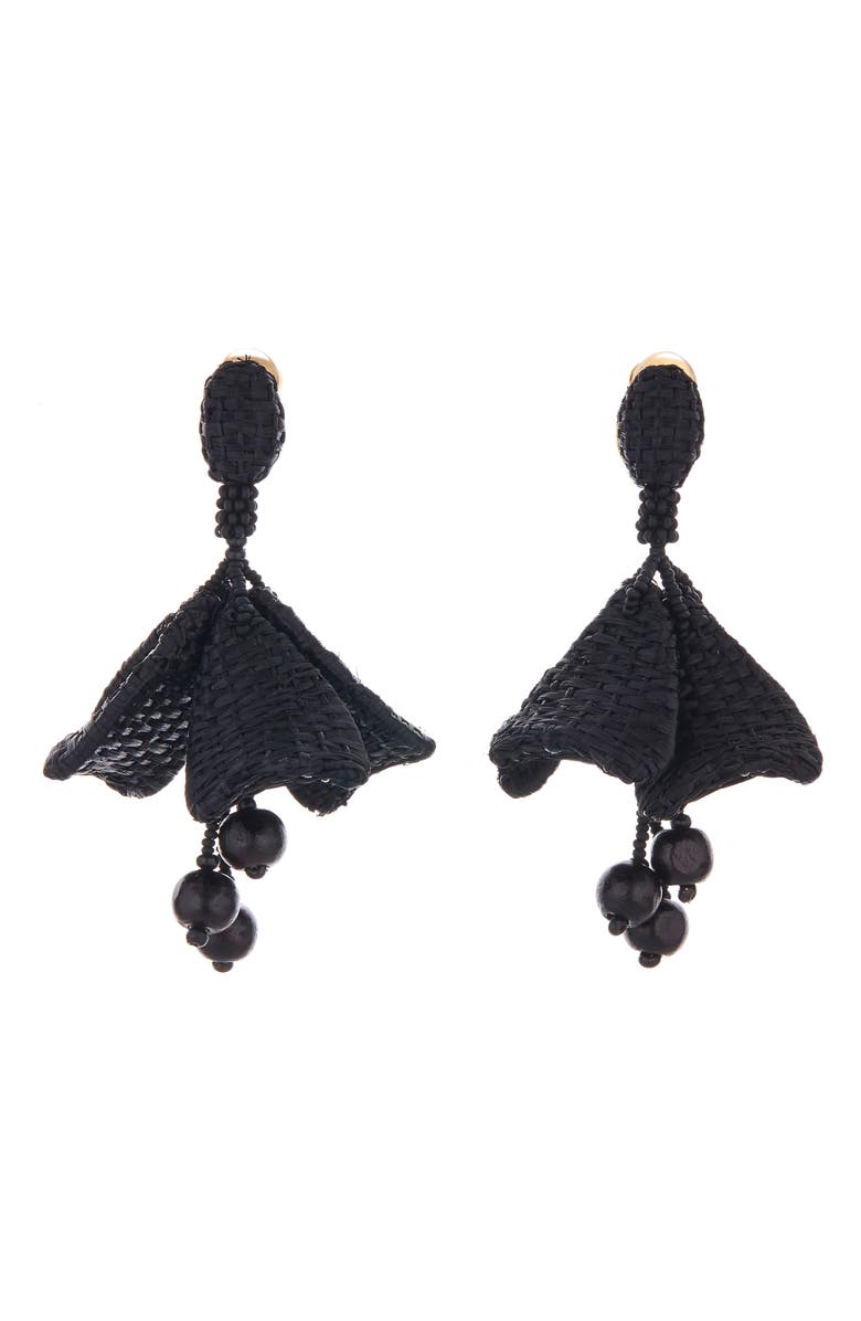 Oscar de la Renta Raffia Impatiens Flower Drop Earrings, Main, color, 