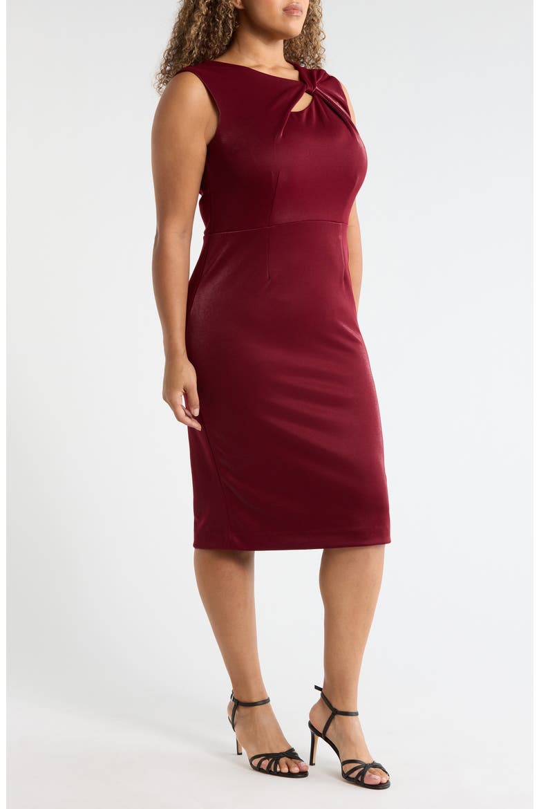 Knot Neck Sleeveless Midi Dress, Alternate, color, WINE
