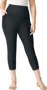 Roaman's Side-Pocket Essential Capri Legging