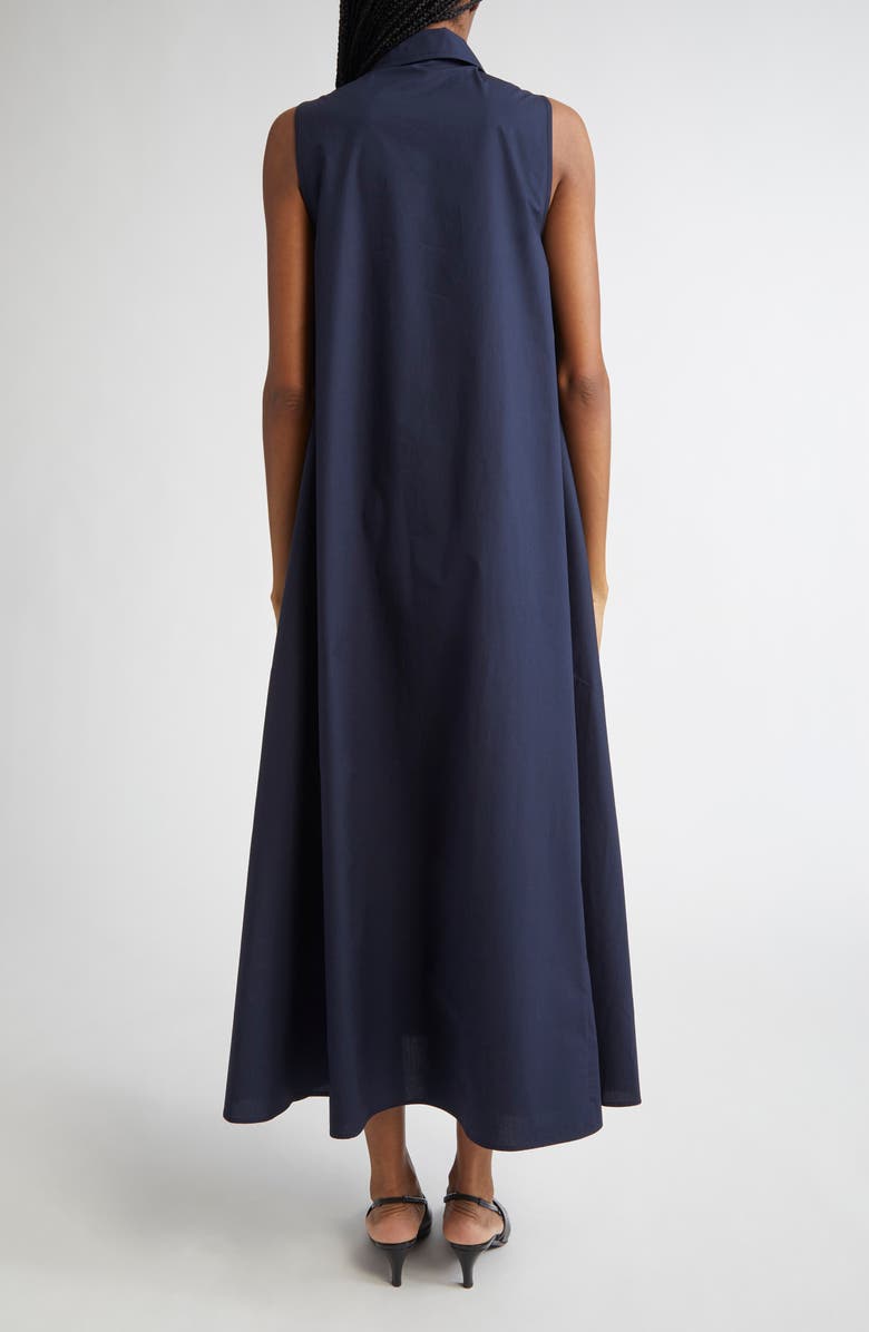 Emporio Armani Sleeveless Cotton Poplin Trapeze Dress, Alternate, color, Solid Dark Blue
